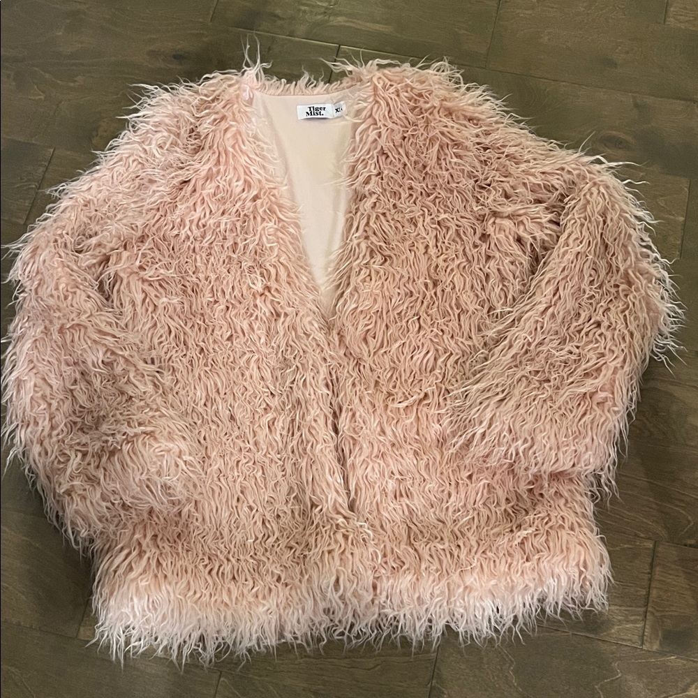 Tiger Mist Blush Faux Fur Jacket